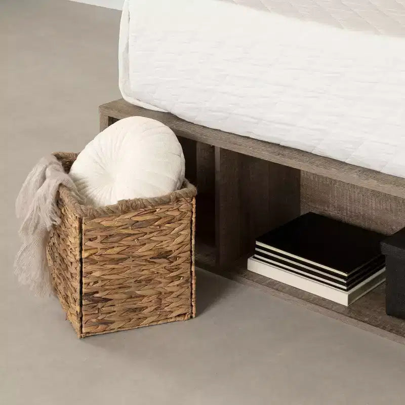 Lit plateforme de rangement pleine grandeur avec paniers