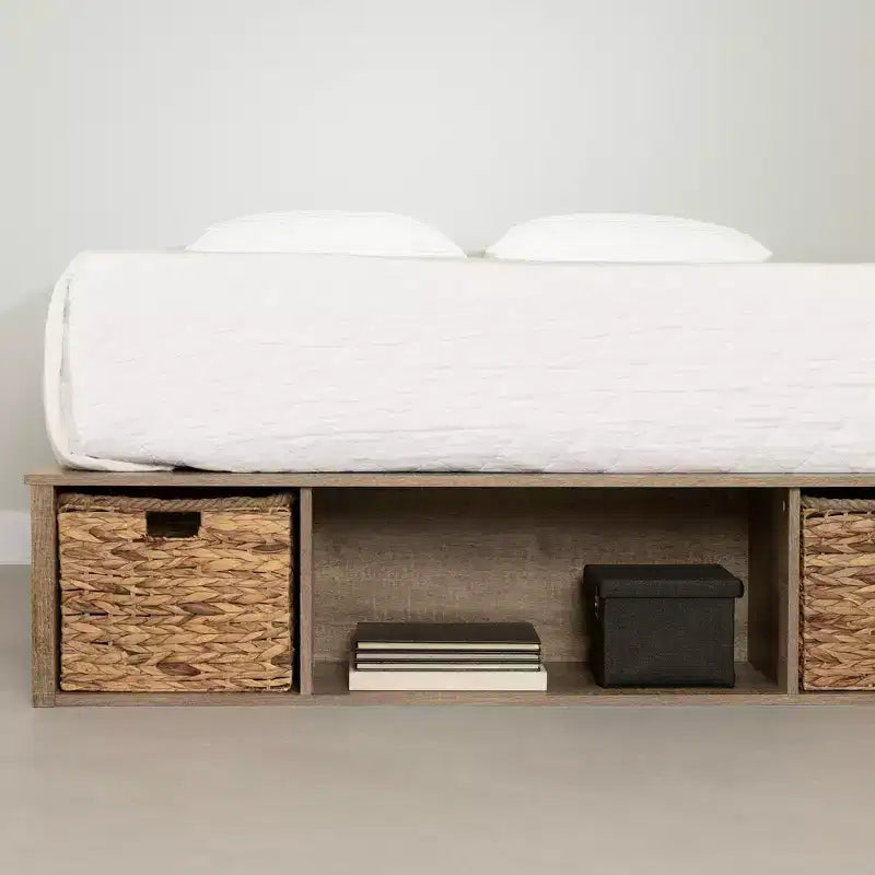 Lit plateforme de rangement pleine grandeur avec paniers
