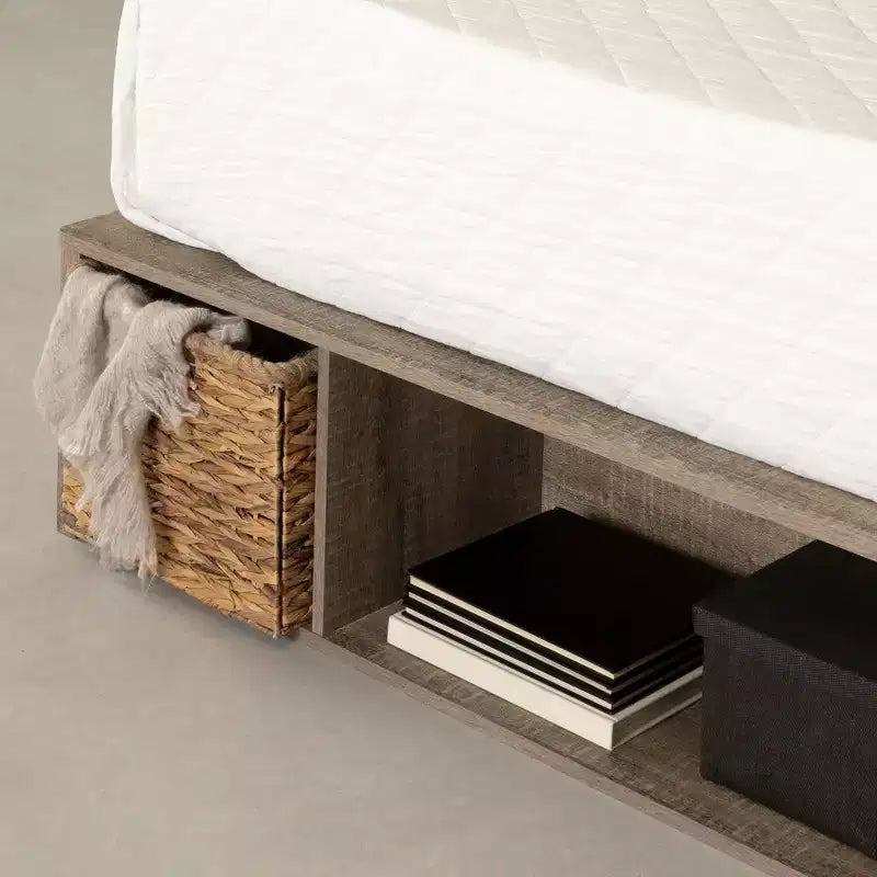 Lit plateforme de rangement pleine grandeur avec paniers
