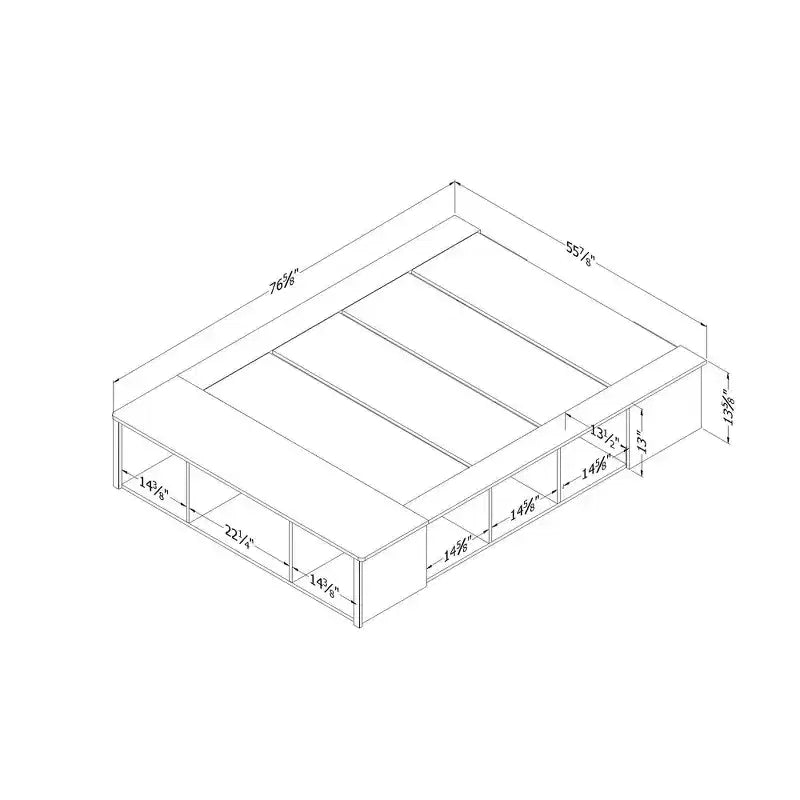 Lit plateforme de rangement pleine grandeur avec paniers