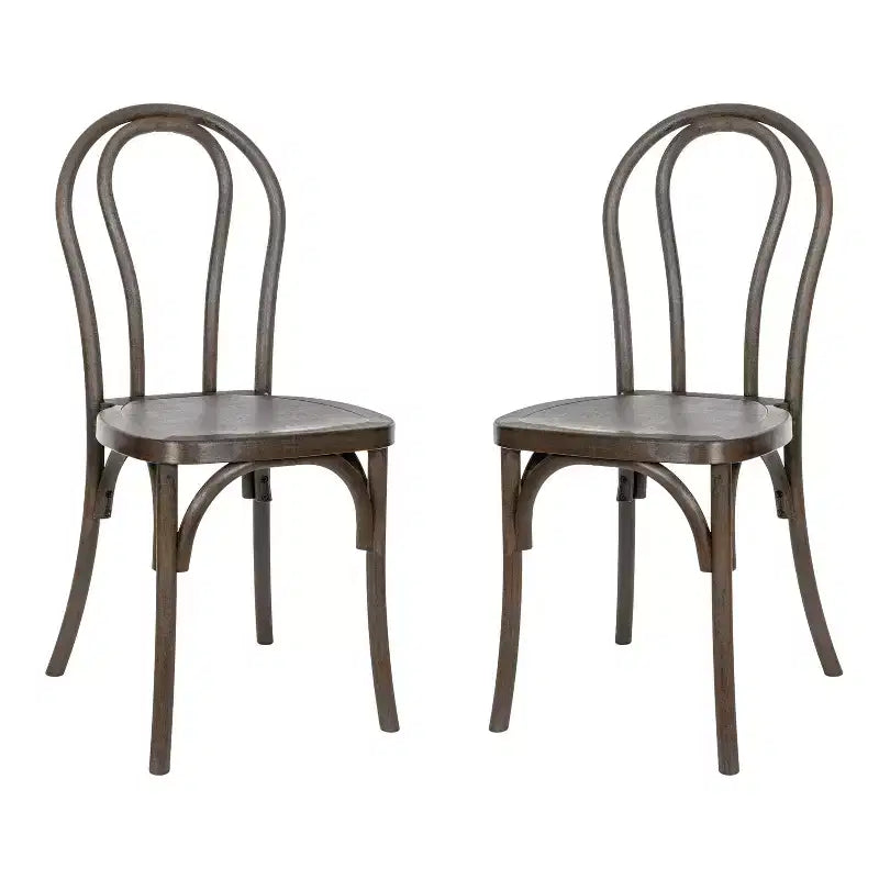 Lot de 2 chaises Thonet en résine aspect bois, pour usage commercial intérieur/extérieur