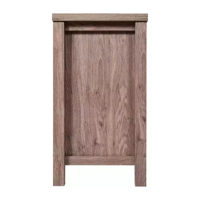 Buffet de salle à manger en bois d'ingénierie avec étagère ouverte, 2 tiroirs et 2 portes en verre trempé