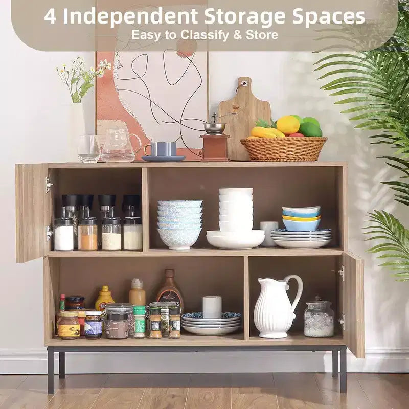 Console d'entrée de style ferme moderne avec meuble de rangement et étagère de présentation