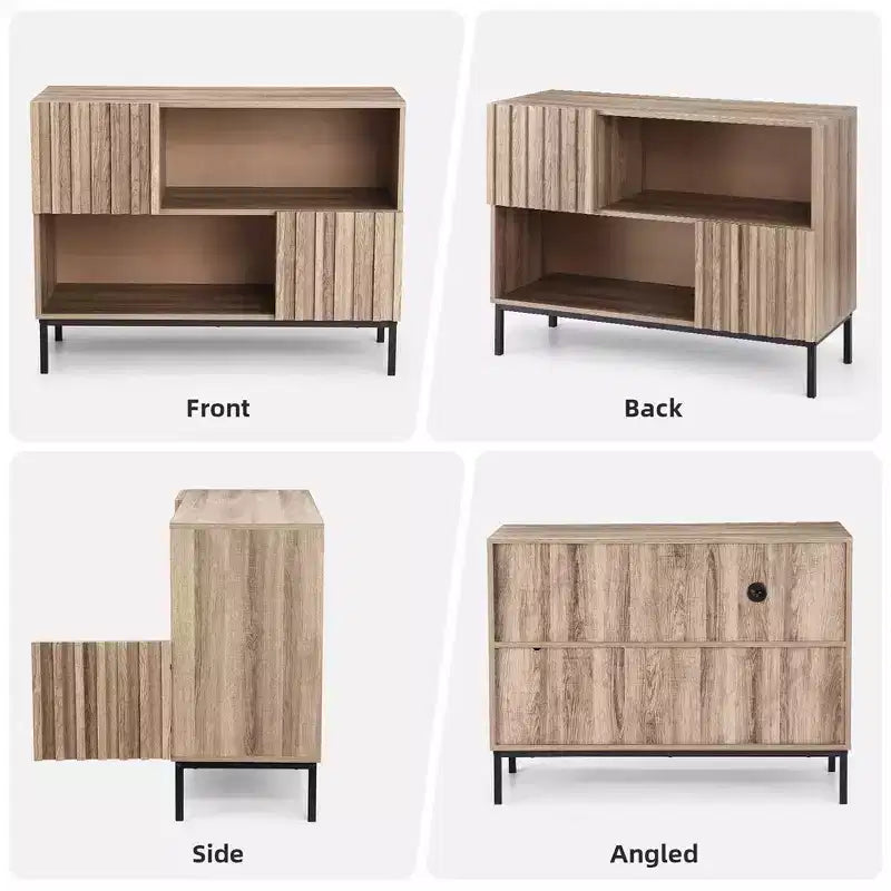 Console d'entrée de style ferme moderne avec meuble de rangement et étagère de présentation