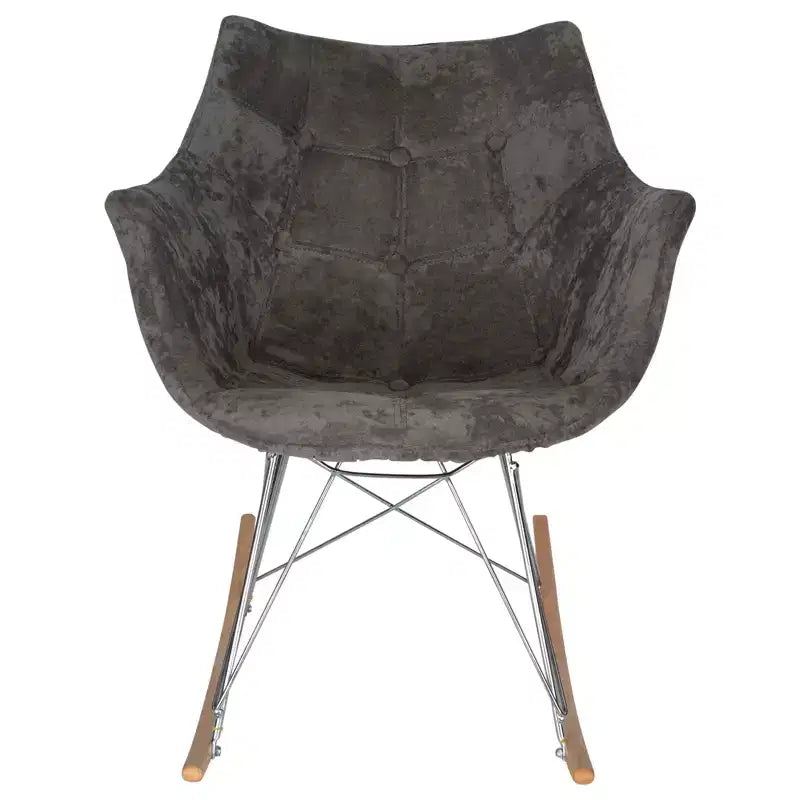 Fauteuil à bascule pour chambre d'enfant Willow, piètement en bois de frêne, revêtement en sergé/velours