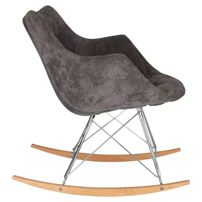 Fauteuil à bascule pour chambre d'enfant Willow, piètement en bois de frêne, revêtement en sergé/velours