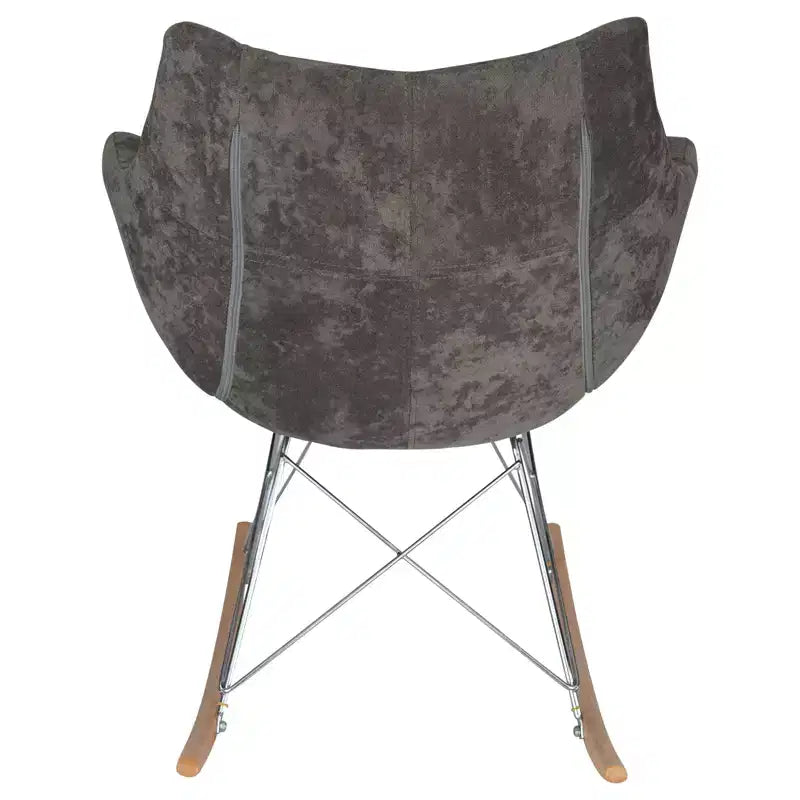 Fauteuil à bascule pour chambre d'enfant Willow, piètement en bois de frêne, revêtement en sergé/velours