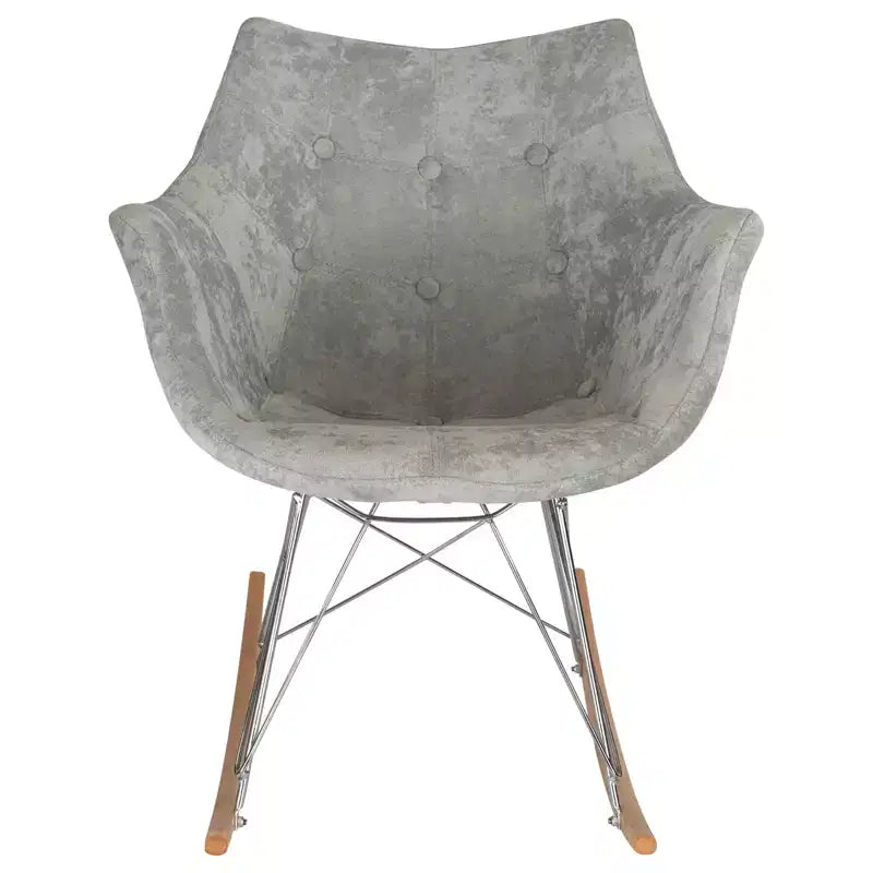 Fauteuil à bascule pour chambre d'enfant Willow, piètement en bois de frêne, revêtement en sergé/velours