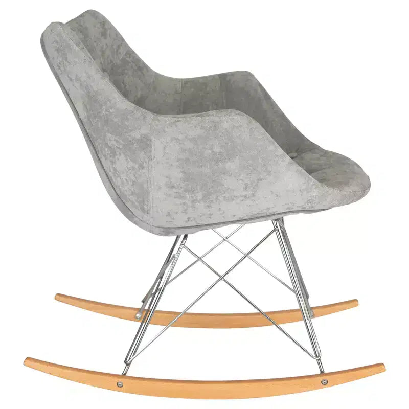 Fauteuil à bascule pour chambre d'enfant Willow, piètement en bois de frêne, revêtement en sergé/velours