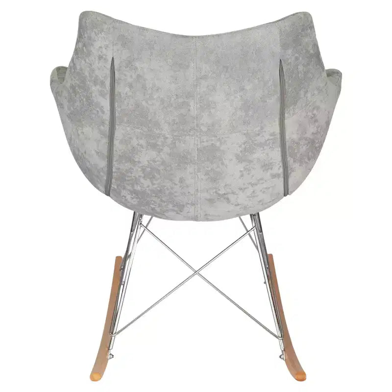 Fauteuil à bascule pour chambre d'enfant Willow, piètement en bois de frêne, revêtement en sergé/velours