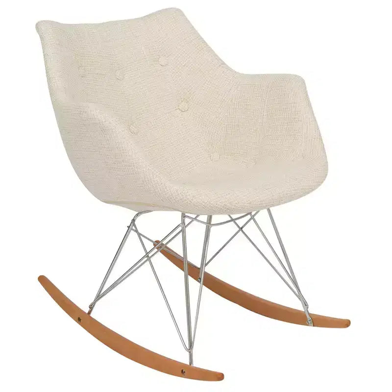 Fauteuil à bascule pour chambre d'enfant Willow, piètement en bois de frêne, revêtement en sergé/velours