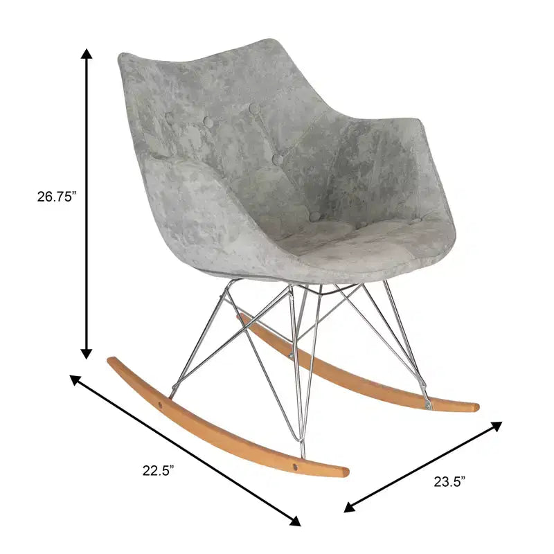 Fauteuil à bascule pour chambre d'enfant Willow, piètement en bois de frêne, revêtement en sergé/velours