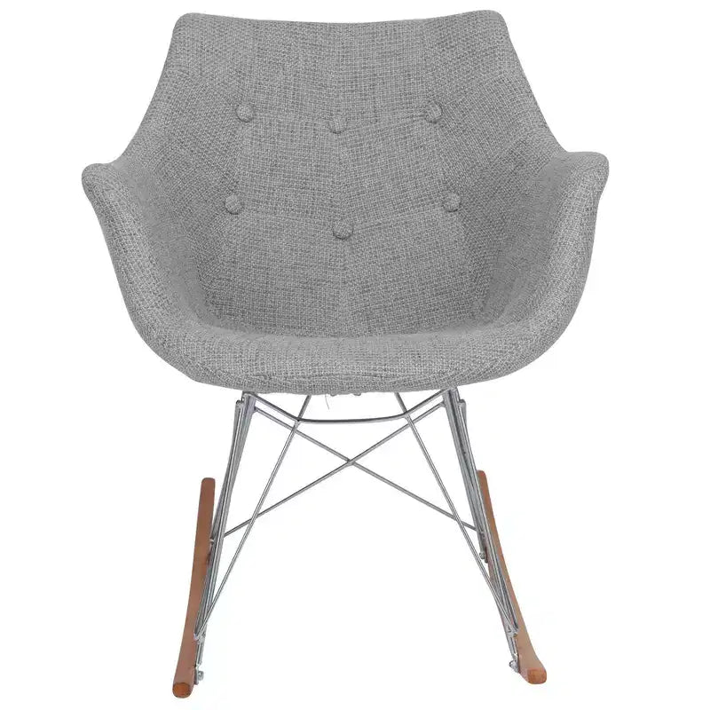 Fauteuil à bascule pour chambre d'enfant Willow, piètement en bois de frêne, revêtement en sergé/velours