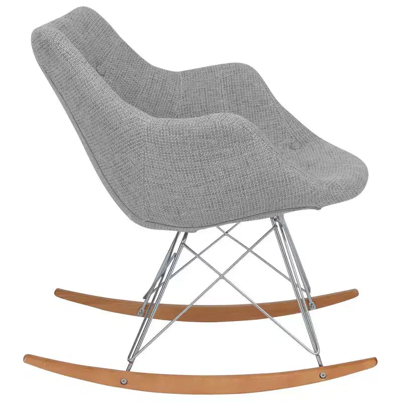 Fauteuil à bascule pour chambre d'enfant Willow, piètement en bois de frêne, revêtement en sergé/velours
