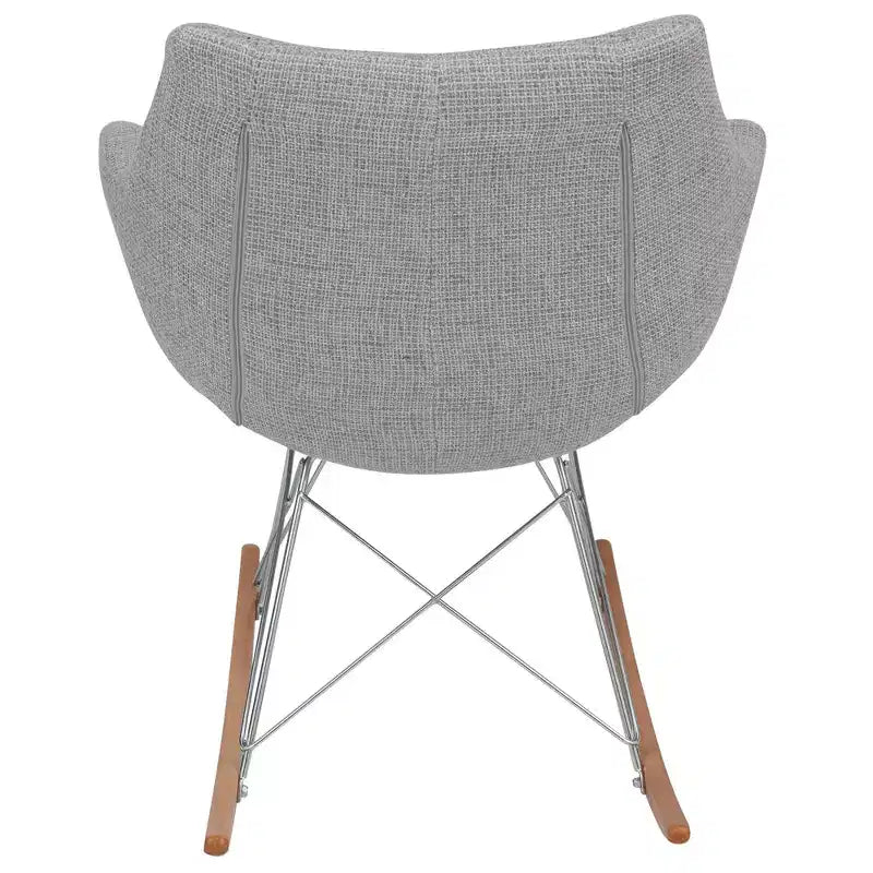 Fauteuil à bascule pour chambre d'enfant Willow, piètement en bois de frêne, revêtement en sergé/velours