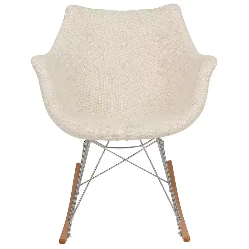 Fauteuil à bascule pour chambre d'enfant Willow, piètement en bois de frêne, revêtement en sergé/velours