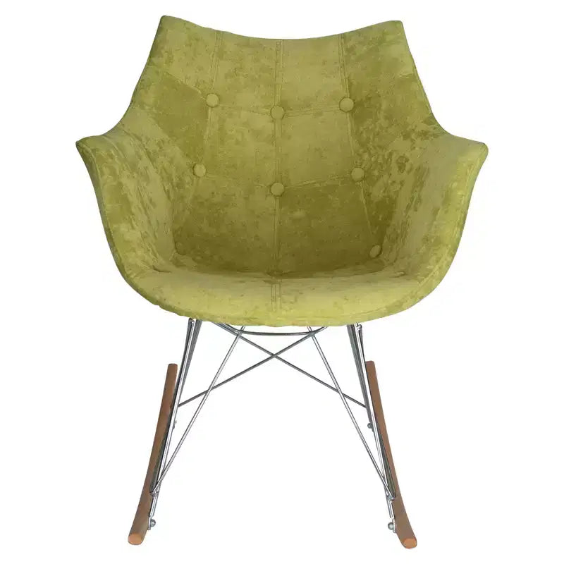 Fauteuil à bascule pour chambre d'enfant Willow, piètement en bois de frêne, revêtement en sergé/velours