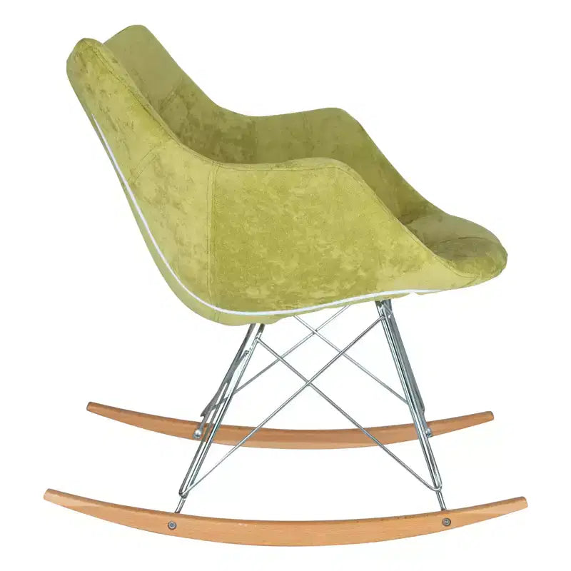 Fauteuil à bascule pour chambre d'enfant Willow, piètement en bois de frêne, revêtement en sergé/velours