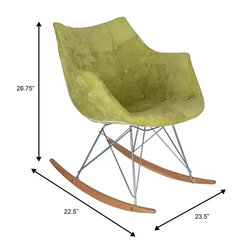 Fauteuil à bascule pour chambre d'enfant Willow, piètement en bois de frêne, revêtement en sergé/velours
