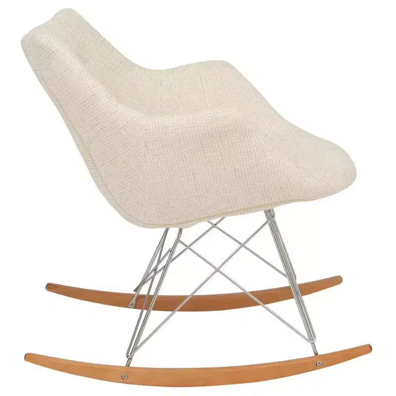Fauteuil à bascule pour chambre d'enfant Willow, piètement en bois de frêne, revêtement en sergé/velours