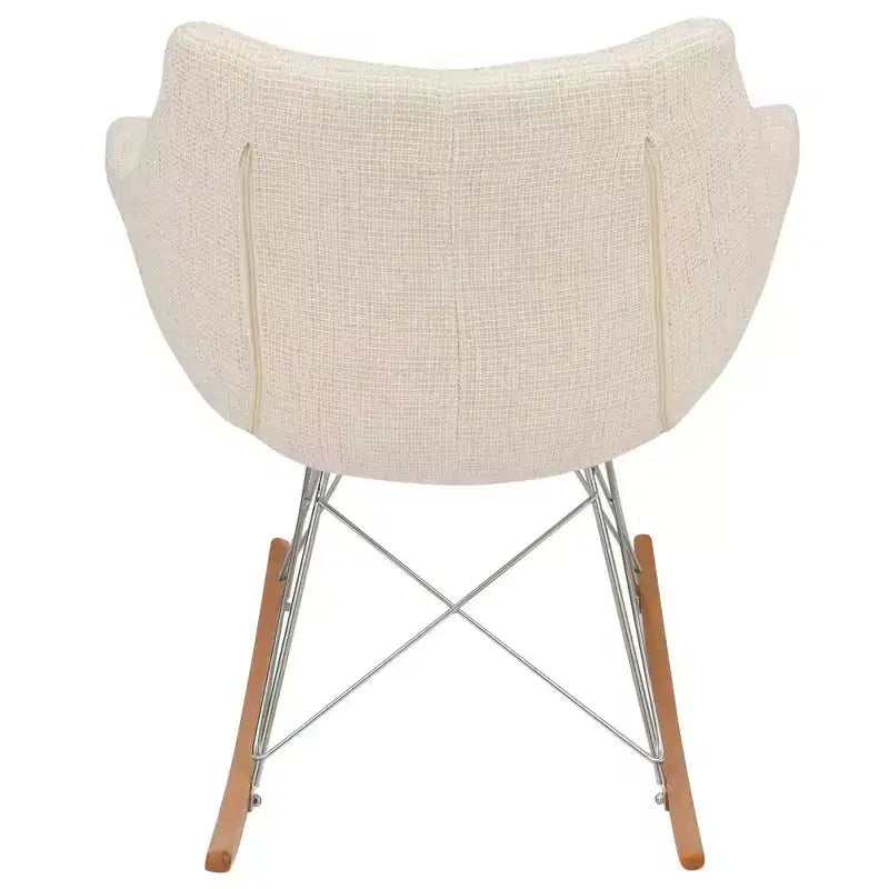 Fauteuil à bascule pour chambre d'enfant Willow, piètement en bois de frêne, revêtement en sergé/velours