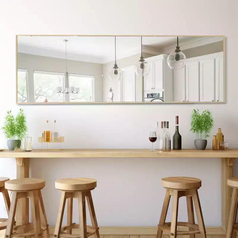 Miroir à poser carré en aluminium 64x21" avec béquille