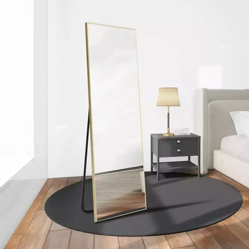 Miroir à poser carré en aluminium 64x21" avec béquille