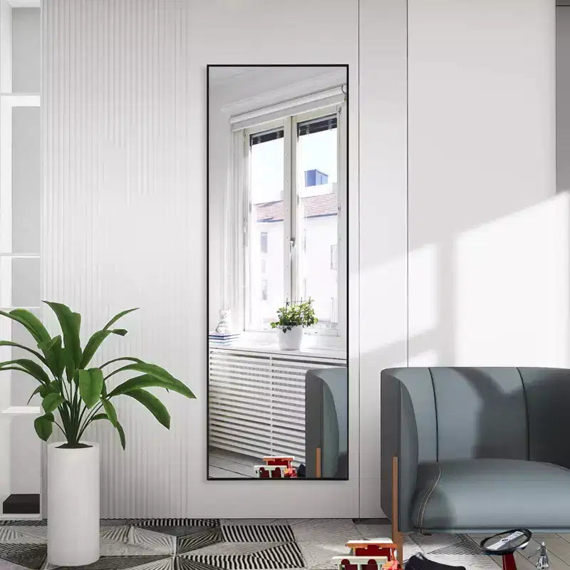 Miroir à poser carré en aluminium 64x21" avec béquille