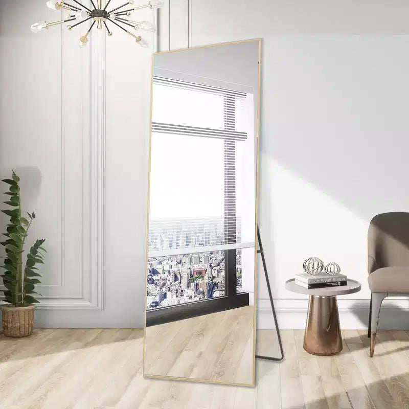 Miroir à poser carré en aluminium 64x21" avec béquille