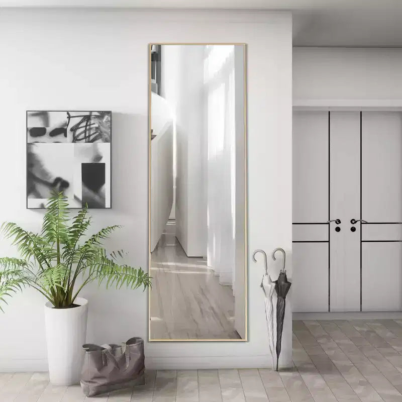 Miroir à poser carré en aluminium 64x21" avec béquille