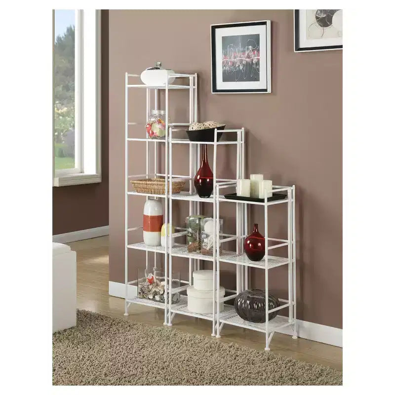 Étagère de rangement métallique pliable à 3 niveaux de 82,5 cm