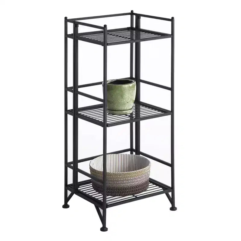 Étagère de rangement métallique pliable à 3 niveaux de 82,5 cm