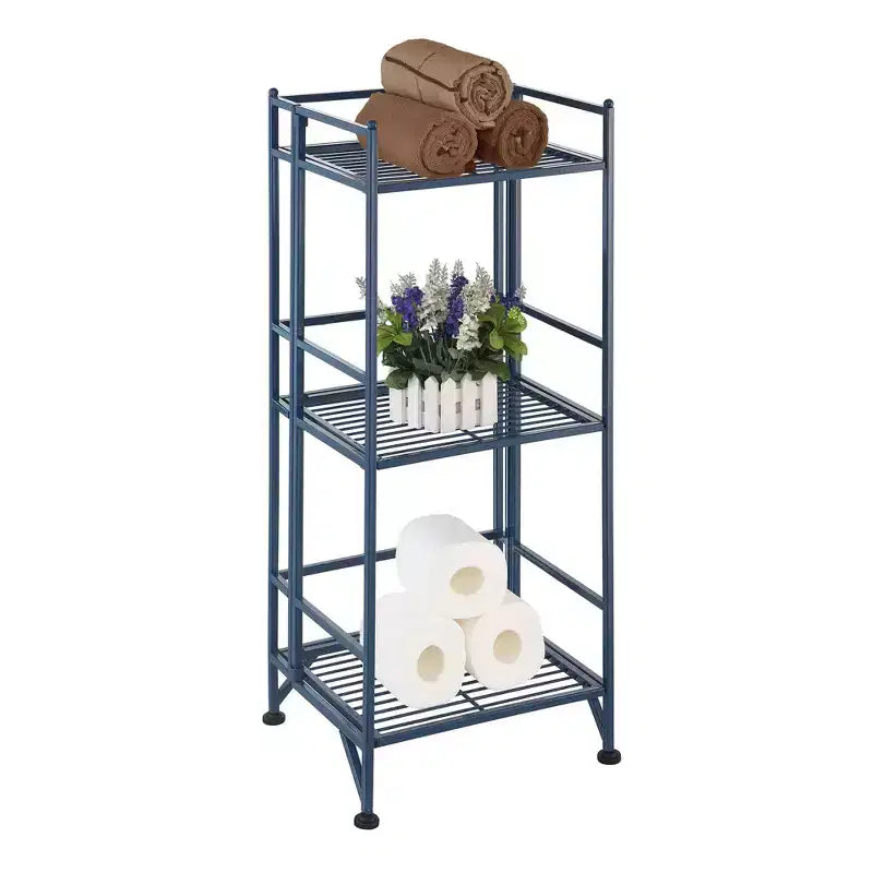 Étagère de rangement métallique pliable à 3 niveaux de 82,5 cm