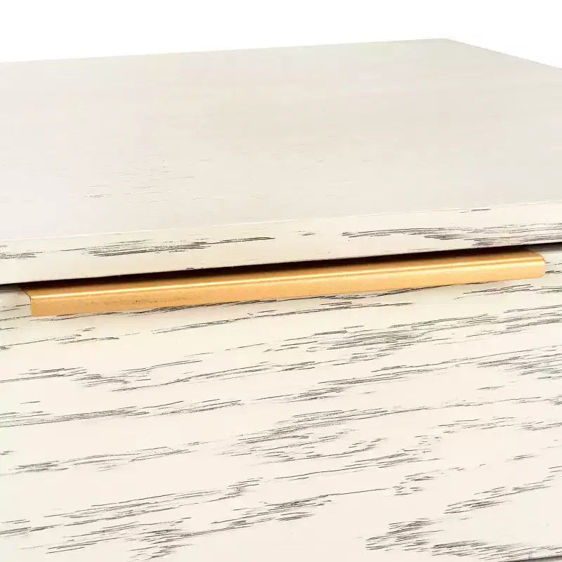 Table basse rectangulaire avec 2 tiroirs et plateau en placage de chêne, pieds dorés