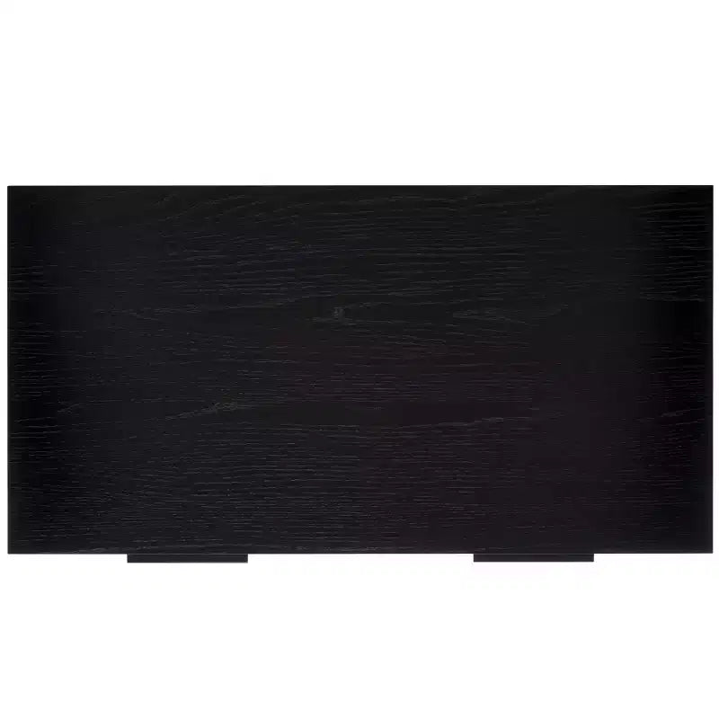 Table basse rectangulaire avec 2 tiroirs et plateau en placage de chêne, pieds dorés
