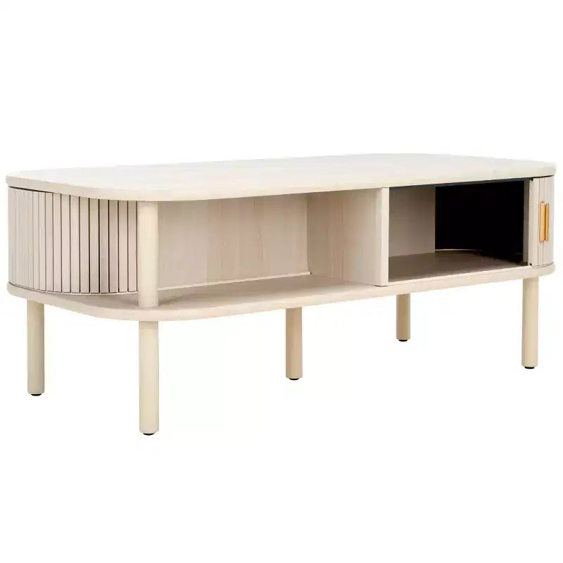Table basse rectangulaire avec rangement et portes coulissantes