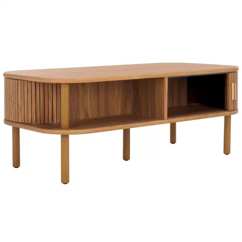 Table basse rectangulaire avec rangement et portes coulissantes