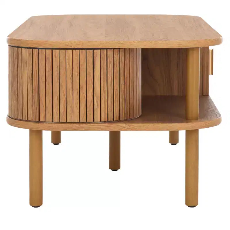 Table basse rectangulaire avec rangement et portes coulissantes