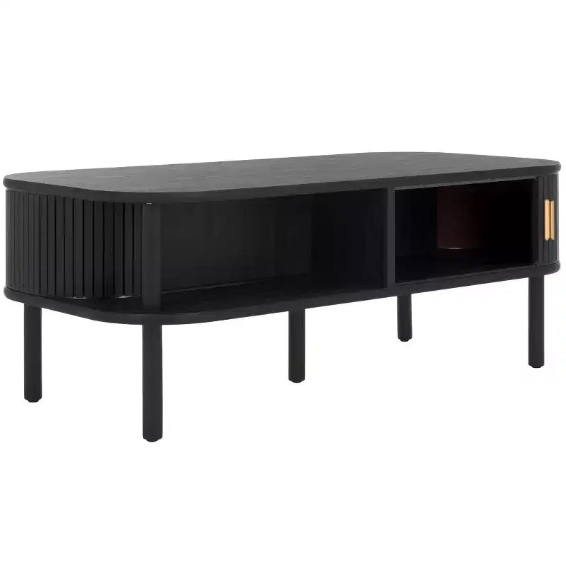 Table basse rectangulaire avec rangement et portes coulissantes