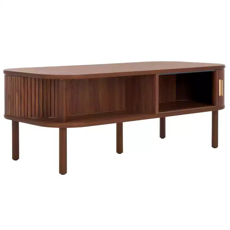 Table basse rectangulaire avec rangement et portes coulissantes