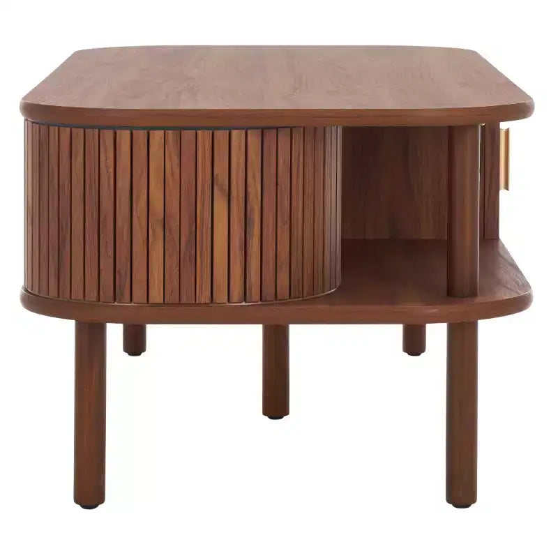 Table basse rectangulaire avec rangement et portes coulissantes