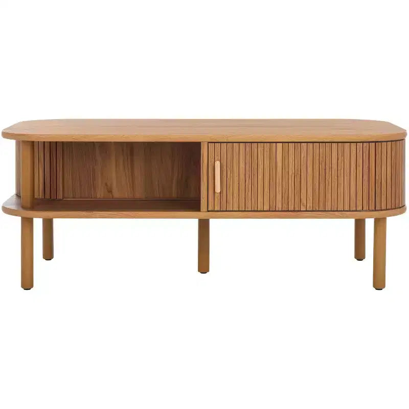 Table basse rectangulaire avec rangement et portes coulissantes