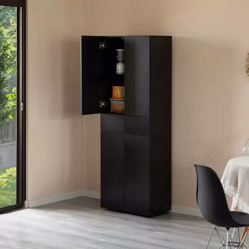 Armoire de cuisine garde-manger de 168 cm de style ferme avec 4 portes, 3 étagères réglables et 1 tiroir