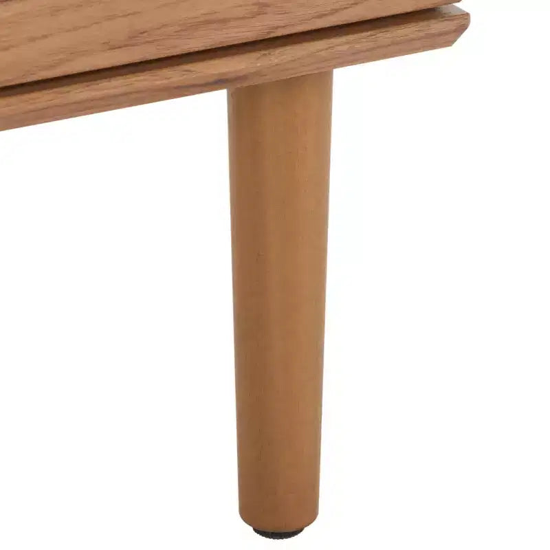 Table de chevet à 2 tiroirs en cannage de rotin, placage noyer
