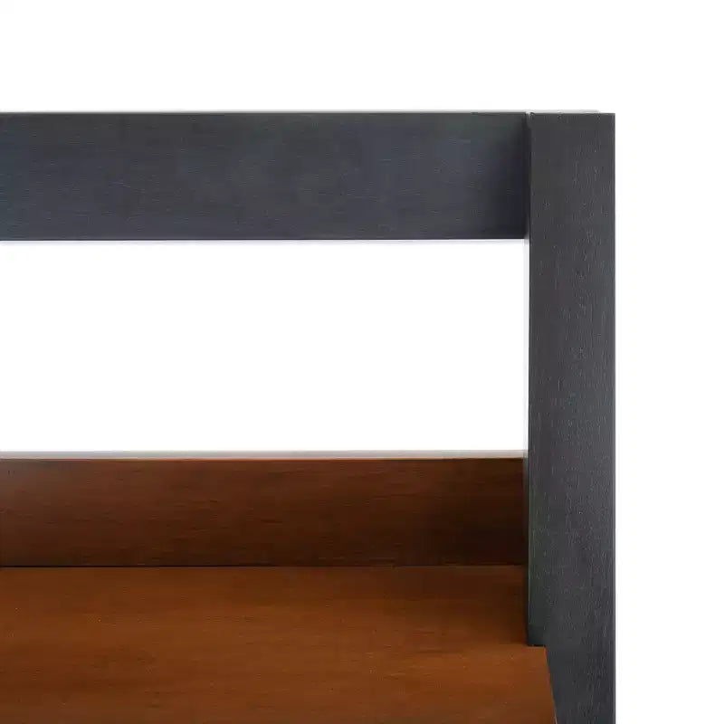 Bibliothèque étagère 3 tablettes 1 porte, Acajou/Charbon de bois