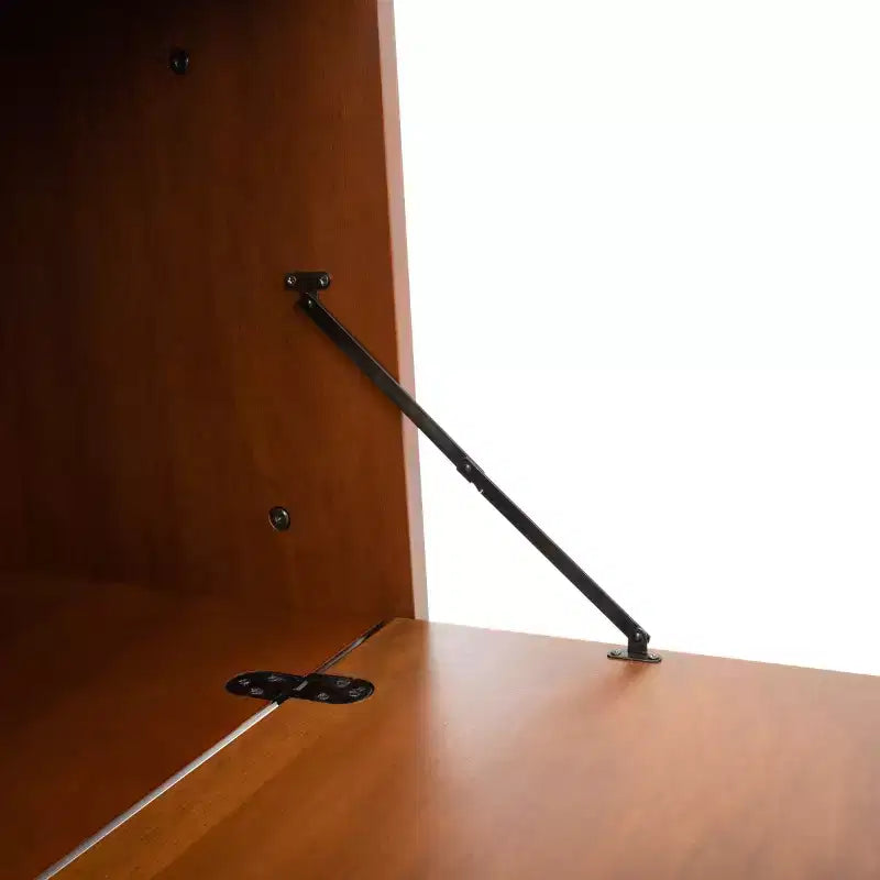 Bibliothèque étagère 3 tablettes 1 porte, Acajou/Charbon de bois