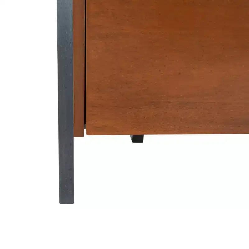 Bibliothèque étagère 3 tablettes 1 porte, Acajou/Charbon de bois