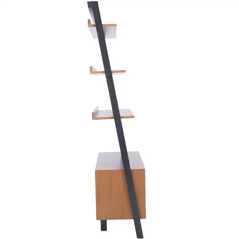 Bibliothèque étagère 3 tablettes 1 porte, Acajou/Charbon de bois