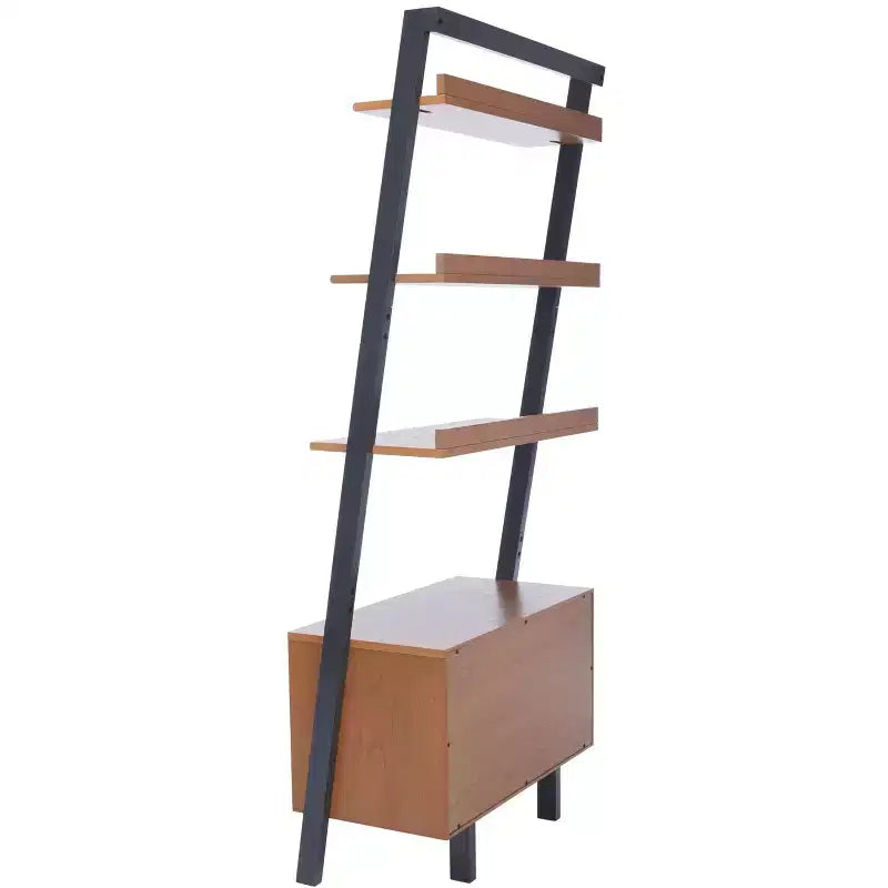 Bibliothèque étagère 3 tablettes 1 porte, Acajou/Charbon de bois