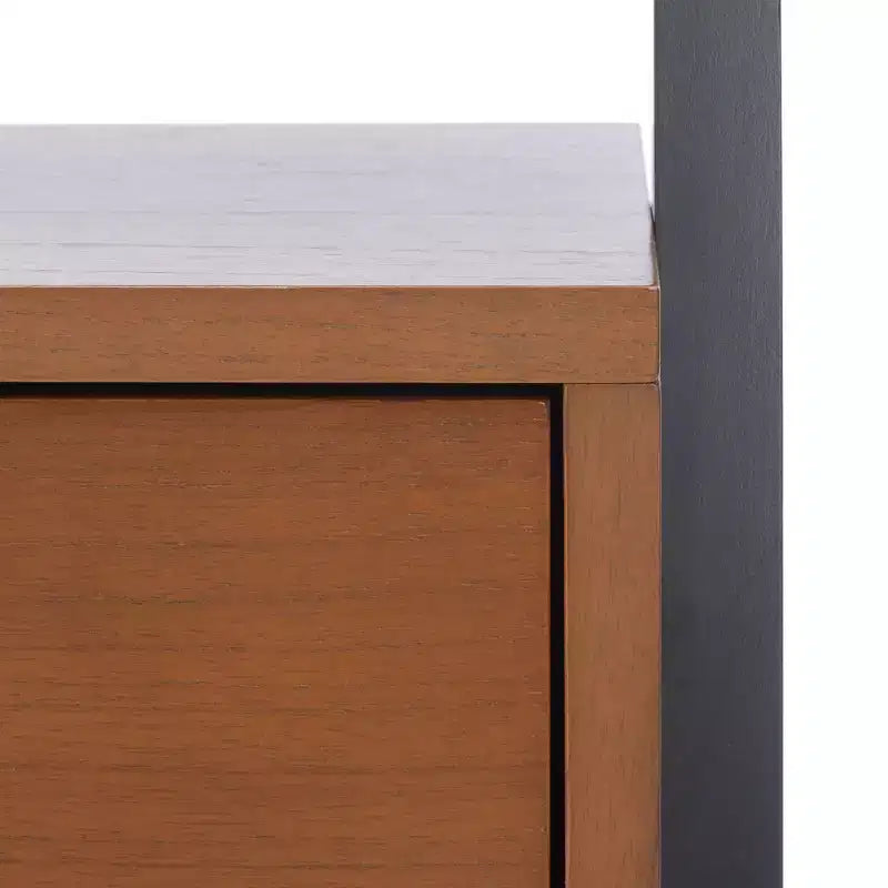 Bibliothèque étagère 3 tablettes 1 porte, Acajou/Charbon de bois